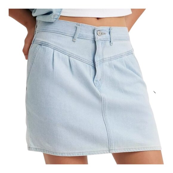 Levi's Featherweight Light Wash Pleated V-Yoke Denim Skirt Western Women's 24 - Picture 1 of 13